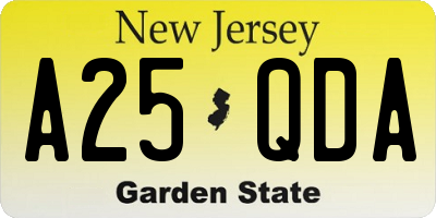 NJ license plate A25QDA