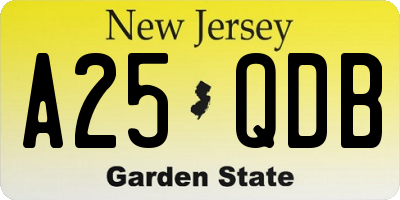 NJ license plate A25QDB