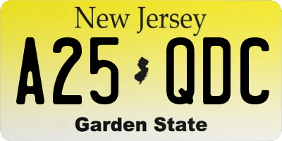NJ license plate A25QDC