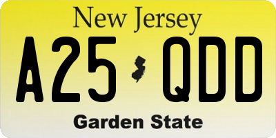 NJ license plate A25QDD