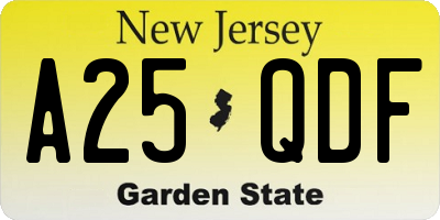 NJ license plate A25QDF