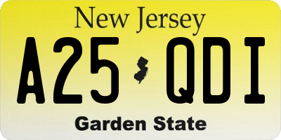 NJ license plate A25QDI