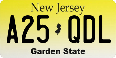 NJ license plate A25QDL