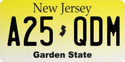 NJ license plate A25QDM