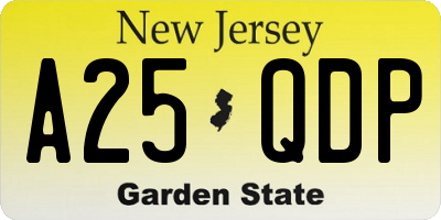 NJ license plate A25QDP