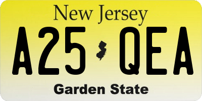 NJ license plate A25QEA