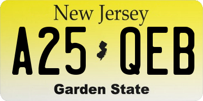 NJ license plate A25QEB