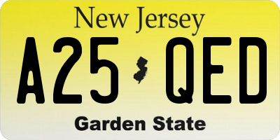 NJ license plate A25QED