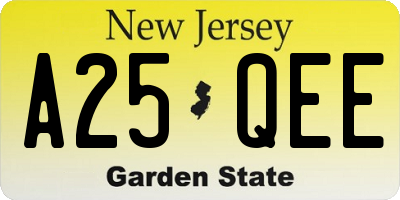 NJ license plate A25QEE
