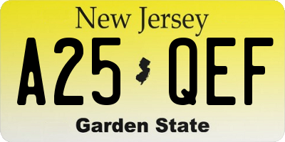 NJ license plate A25QEF