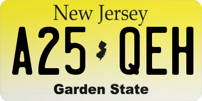 NJ license plate A25QEH
