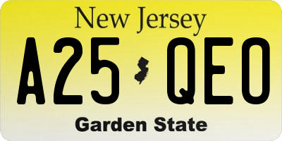 NJ license plate A25QEO