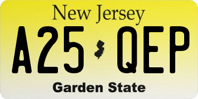 NJ license plate A25QEP