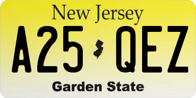NJ license plate A25QEZ