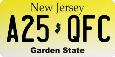 NJ license plate A25QFC