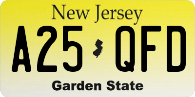 NJ license plate A25QFD
