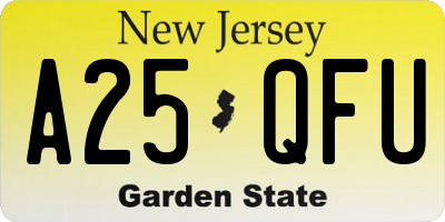 NJ license plate A25QFU