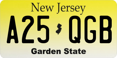 NJ license plate A25QGB