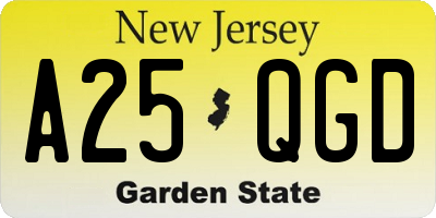 NJ license plate A25QGD