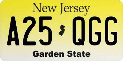 NJ license plate A25QGG