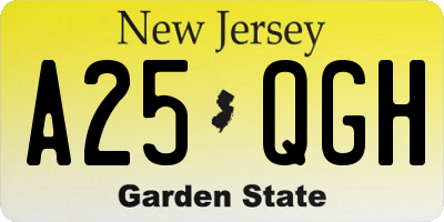 NJ license plate A25QGH