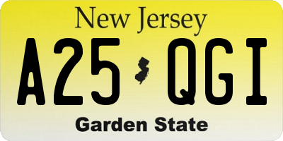 NJ license plate A25QGI