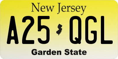 NJ license plate A25QGL