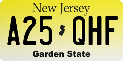 NJ license plate A25QHF