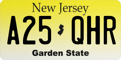 NJ license plate A25QHR