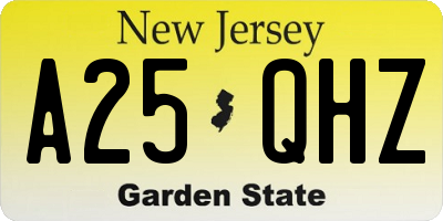 NJ license plate A25QHZ