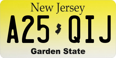NJ license plate A25QIJ