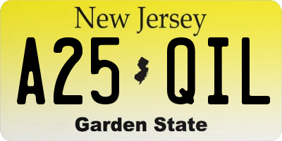 NJ license plate A25QIL