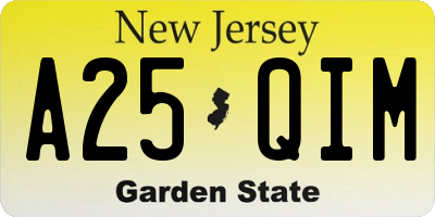 NJ license plate A25QIM