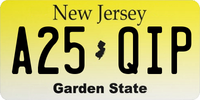 NJ license plate A25QIP