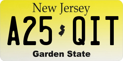 NJ license plate A25QIT