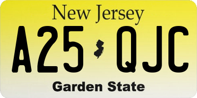 NJ license plate A25QJC