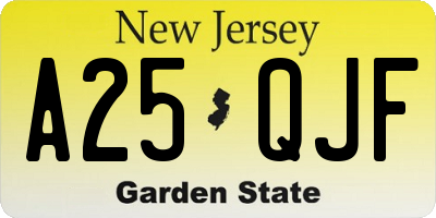 NJ license plate A25QJF