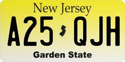 NJ license plate A25QJH