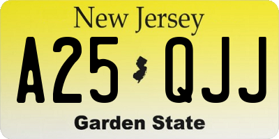 NJ license plate A25QJJ