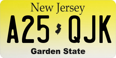 NJ license plate A25QJK