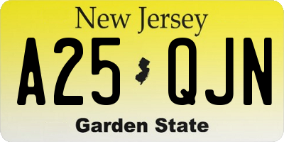 NJ license plate A25QJN