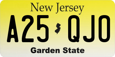 NJ license plate A25QJO
