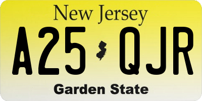 NJ license plate A25QJR