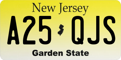 NJ license plate A25QJS
