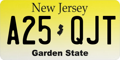 NJ license plate A25QJT