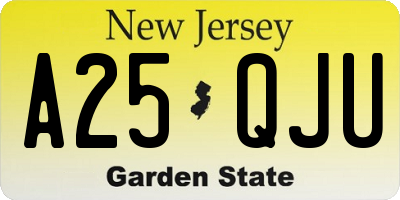 NJ license plate A25QJU