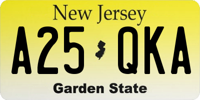 NJ license plate A25QKA