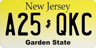 NJ license plate A25QKC