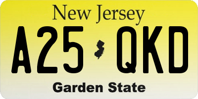 NJ license plate A25QKD