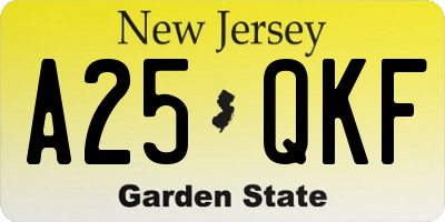 NJ license plate A25QKF